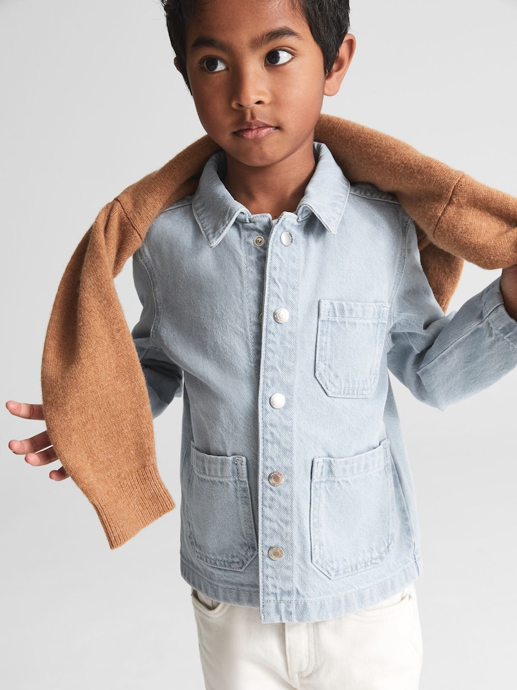 Reiss Light Blue Distan Denim Worker Jacket - Image 1 of 6