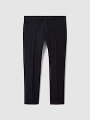 Reiss Navy Kin 4-9 yrs Slim Fit Linen Adjustable Trousers - Image 2 of 4