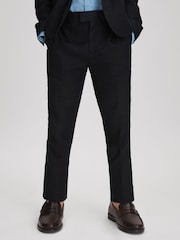 Reiss Navy Kin 4-9 yrs Slim Fit Linen Adjustable Trousers - Image 3 of 4