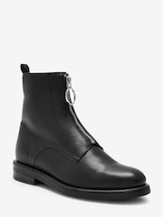 Schwarz - Forever Comfort Lederstiefeletten mit Reißverschluss vorne - Bild 5 von 7