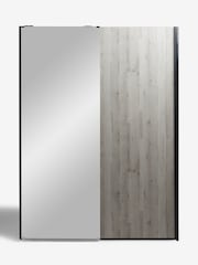 Grey Bronx Oak 1.5m Sliding Effect Semi Fitted Mirrored Wardrobe - Image 3 of 9
