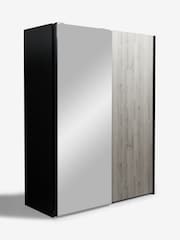 Grey Bronx Oak 1.5m Sliding Effect Semi Fitted Mirrored Wardrobe - Image 7 of 9