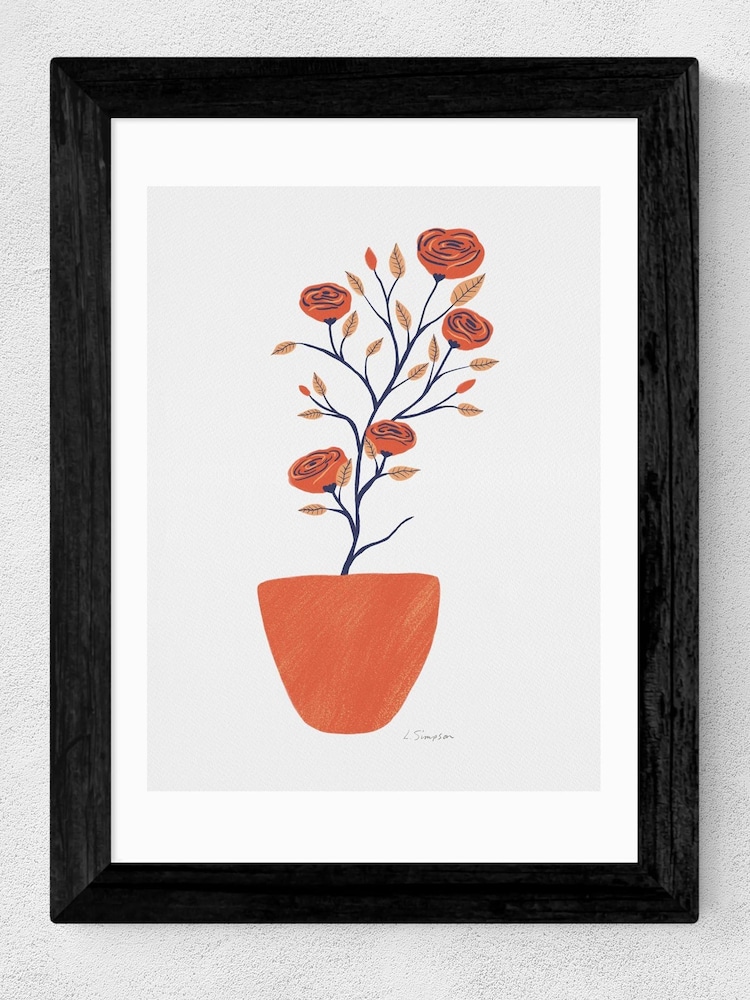 East End Prints Orange Potted Camellias Print by Leanne Simpson - Image 1 of 2