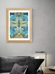 East End Prints Teal Blue Spirited Dragonfly Print by Becca Who - Image 1 of 2