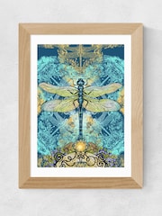 East End Prints Teal Blue Spirited Dragonfly Print by Becca Who - Image 2 of 2