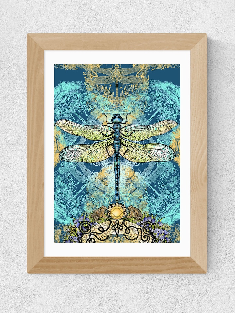 East End Prints Teal Blue Spirited Dragonfly Print by Becca Who - Image 2 of 2