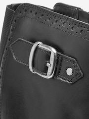 Black Extra Wide Fit Forever Comfort® Leather Brogue Detail Knee High Boots - Image 3 of 4