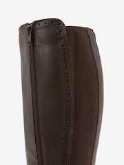 Chocolate Brown Extra Wide Fit Forever Comfort® Leather Brogue Detail Knee High Boots - Image 4 of 4