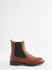 Tan Brown Forever Comfort® Brogue Leather Chelsea Boots - Image 1 of 5