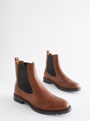 Tan Brown Forever Comfort® Brogue Leather Chelsea Boots - Image 2 of 5