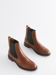 Tan Brown Forever Comfort® Brogue Leather Chelsea Boots - Image 3 of 5