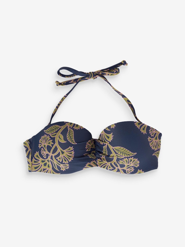 Marineblau mit floralem Muster - Bandeau-Bikinioberteil mit Bügel - Bild 6 von 6 Marineblau mit floralem Muster - Bandeau-Bikinioberteil mit Bügel - Bild 6 von 6