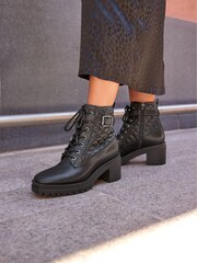 Black Forever Comfort® Chunky Lace-Up Boots - Image 1 of 1