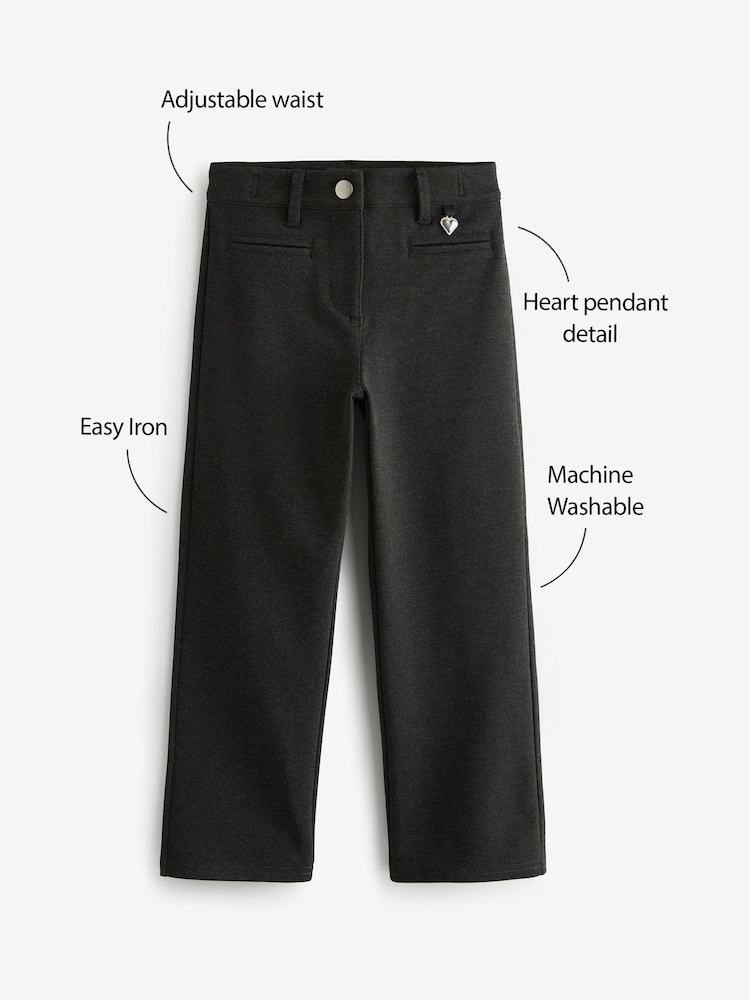 Clarks Grey Bootcut Girls Ponte School Trousers - Image 9 of 9
