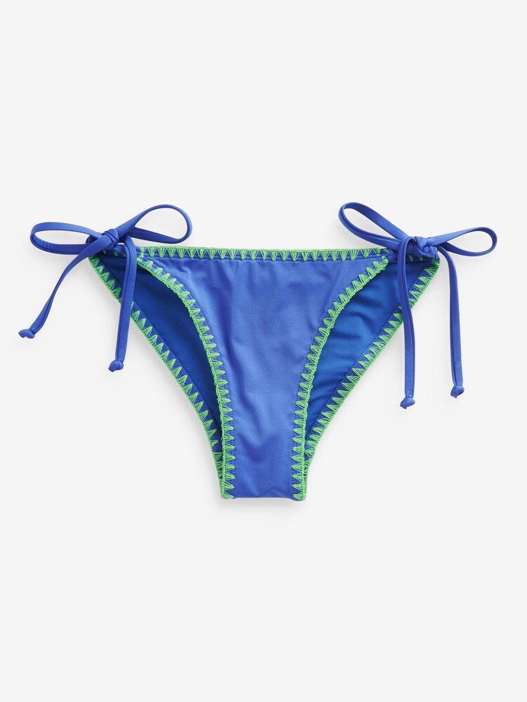 Blue Embroidered Tieside Bikini Bottoms - Image 6 of 6