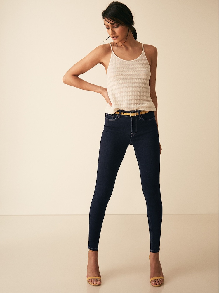 Reiss Indigo Lux Mid Rise Skinny Jeans - Image 1 of 5