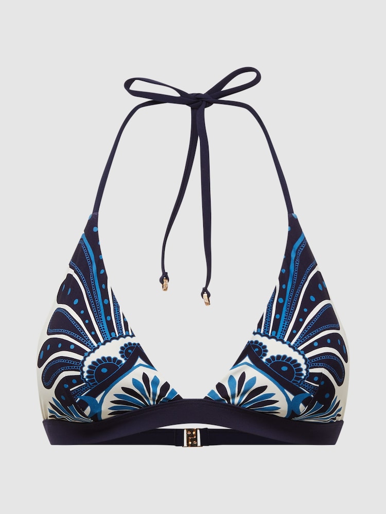 Reiss White Print Lucille Printed Bikini Top - Image 2 of 5