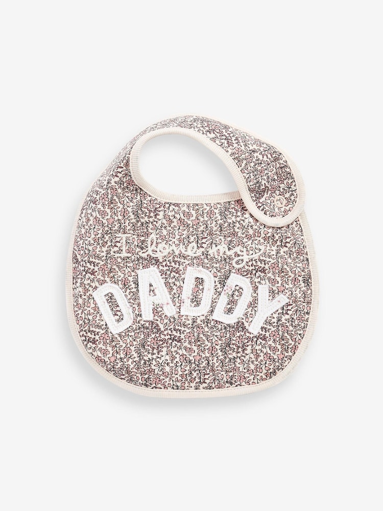 Pink Floral Daddy Baby Bib - Image 1 of 1 Pink Floral Daddy Baby Bib - Image 1 of 1
