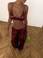 Never Fully Dressed Red Sequin Naomi Trousers - Image 6 of 7