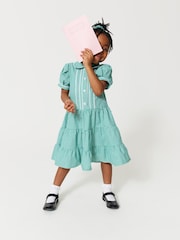 Clarks Green Clarks Gingham School Dress and Scrunchie Set - Image 1 of 10