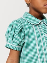 Clarks Green Clarks Gingham School Dress and Scrunchie Set - Image 4 of 10