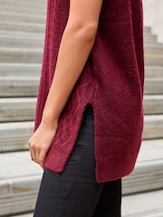Berry Red V-Neck Cable Tank - Image 6 of 6