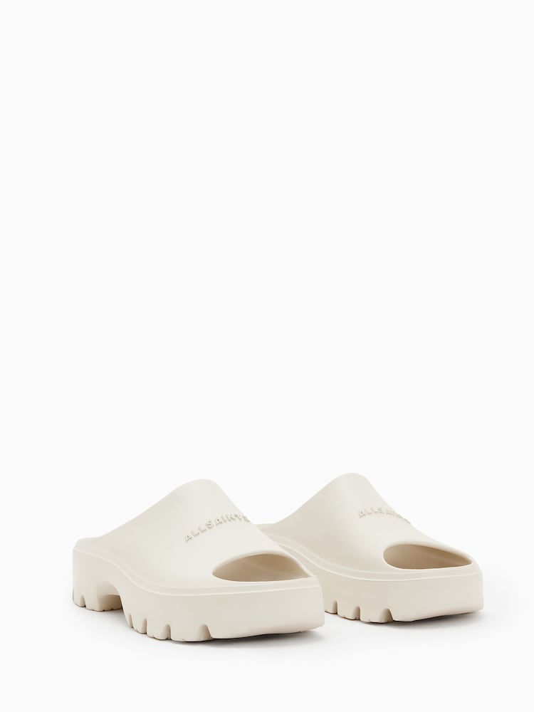 AllSaints White Eclipse Flatform Sliders - Image 4 of 7