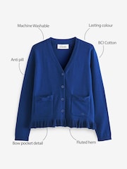 Clarks Blue School V-Neck Cardigan - Image 9 of 9