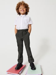Clarks Dark Grey Boys Fastened School Trousers with Stretch - Image 1 of 7