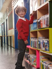 Clarks Red Long Sleeve School Knitted V-Neck Jumper - Image 2 of 8