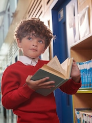 Clarks Red Long Sleeve School Knitted V-Neck Jumper - Image 3 of 8