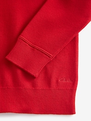 Clarks Red Long Sleeve School Knitted V-Neck Jumper - Image 8 of 8