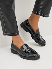 Black Forever Comfort® Patent Chunky Loafer Shoes - Image 1 of 6