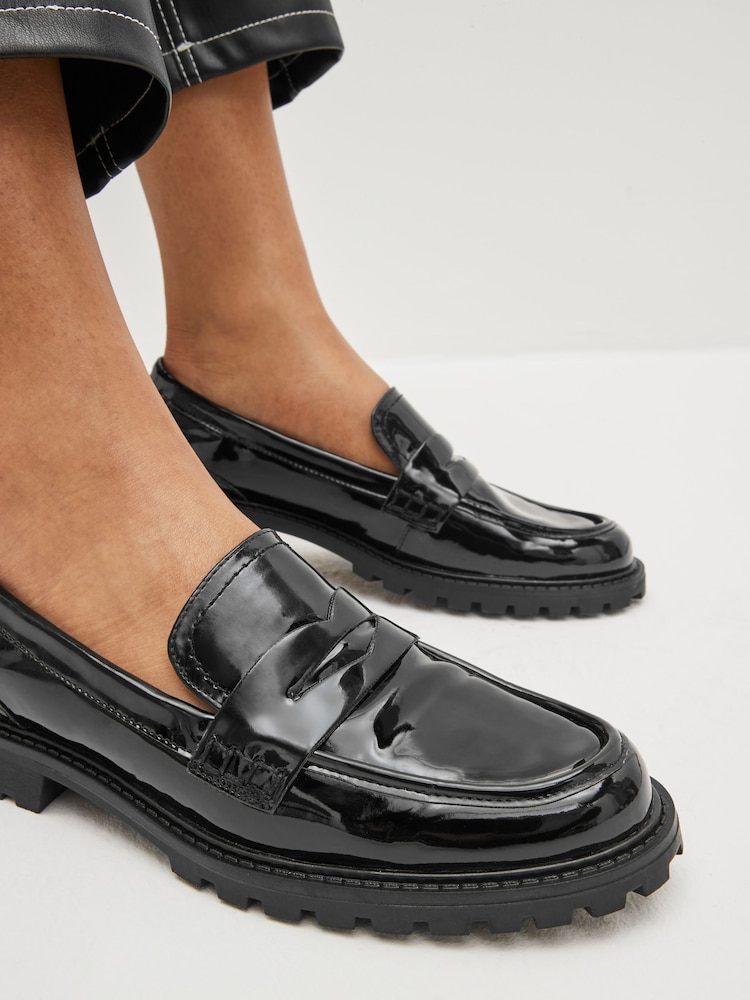 Black Forever Comfort® Patent Chunky Loafer Shoes - Image 2 of 6