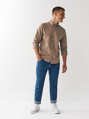 Stone Neutral Regular Fit Long Sleeve Oxford Shirt - Image 2 of 5