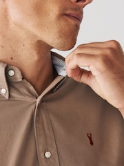 Stone Neutral Regular Fit Long Sleeve Oxford Shirt - Image 4 of 5