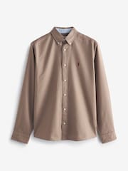 Stone Neutral Regular Fit Long Sleeve Oxford Shirt - Image 5 of 5