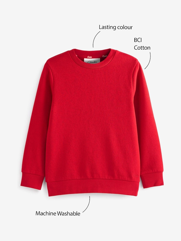 Clarks Red Unisex Crew Neck School Sweatshirt - Image 12 of 12