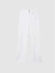 Reiss White Laurel Paige High Rise Raw Hem Flared Jeans - Image 2 of 8