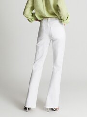 Reiss White Laurel Paige High Rise Raw Hem Flared Jeans - Image 5 of 8