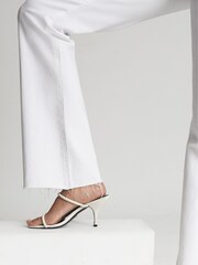 Reiss White Laurel Paige High Rise Raw Hem Flared Jeans - Image 6 of 8