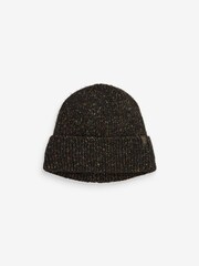 Black Textured Fleece Lined Beanie Hat - Image 2 of 3