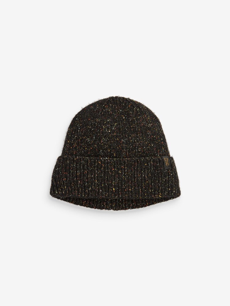 Black Textured Fleece Lined Beanie Hat - Image 2 of 3