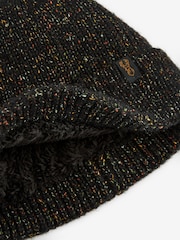 Black Textured Fleece Lined Beanie Hat - Image 3 of 3