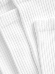 White 5 Pack Cotton Rich Cushioned Footbed Ribbed Socks - Image 3 of 3