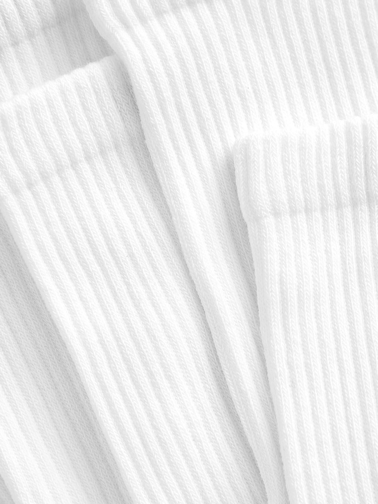 White 5 Pack Cotton Rich Cushioned Footbed Ribbed Socks - Image 3 of 3