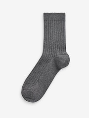 Grey Ribbed Cotton Rich Socks 7 Pack - Image 2 of 2