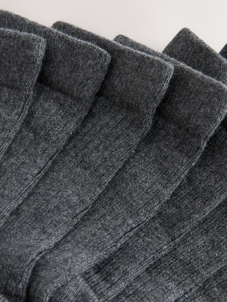 Grey Ribbed Cotton Rich Socks 7 Pack - Image 3 of 3