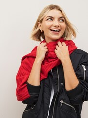 Berry Red Plissé Midweight Scarf - Image 1 of 3
