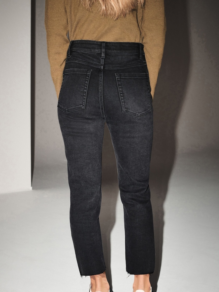 Czarny sprany - Straight Leg Jeans With Raw Hem - Image 3 of 5